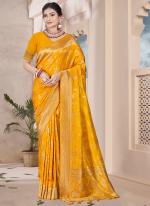 Silk Yellow Wedding Wear Zari Work Saree